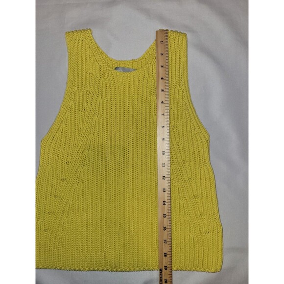 Vince Chunky Rib Sleeveless Thick Sweater Vest Yellow Womens Size XS Preppy - Picture 9 of 9